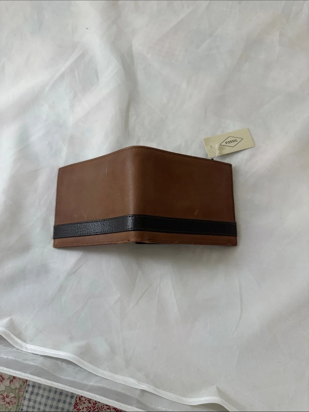 Fossil Brown Leather Wallet with Black Accent